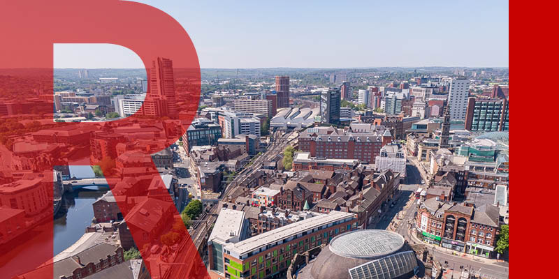 aerial view of Leeds City Centre
