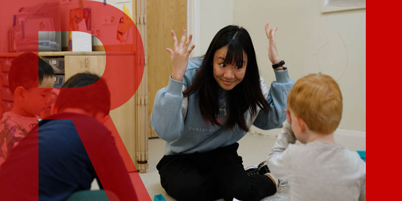 Teacher with primary school children