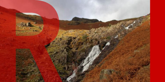 A waterfall in a peatland valley